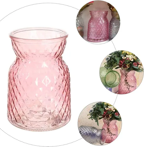 Miniatura 5 de Beavorty 1 unid Decoración de comedor Oficina Botella Floral Rombo Nórdico para el Hogar o Transparente Creativo Rosa Transparente Arreglos