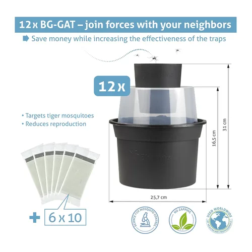 Miniatura 2 de Biogents GAT2 - Trampa para mosquitos – Trampa para poner huevos no eléctrica y ecológica para control de mosquitos tigre – 12 trampas con 10