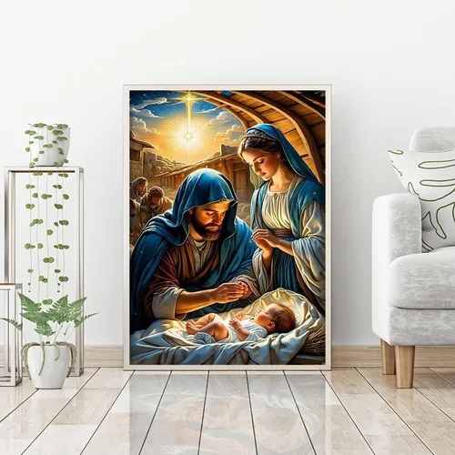 Miniatura 3 de LWZAYS Juegos de pintura de diamantes de Navidad para adultos, kits de arte de diamantes nacidos en Jesús para principiantes, Cristo, pinturas
