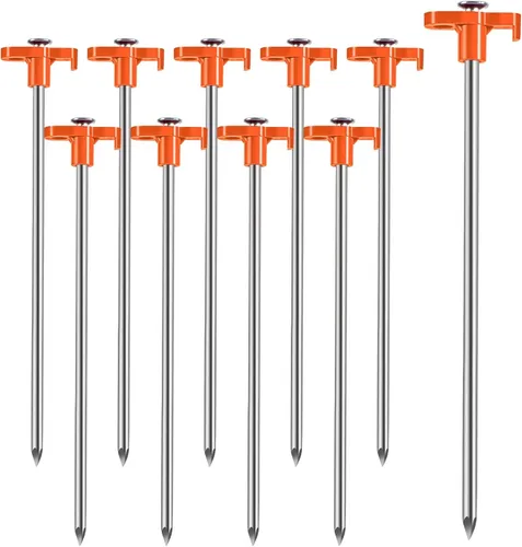 Estacas para tienda de campaña, 10 estacas de metal pesado, herramientas profesionales de campamento para viajes al aire libre, adecuadas para