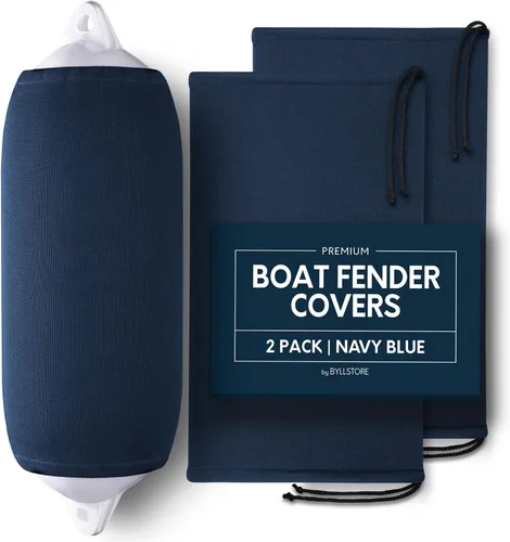 Miniatura 8 de Fundas para guardabarros de barco Varias opciones de tamaño disponibles Negro y azul marino Paquete de 1, 2 y 4 Poliéster