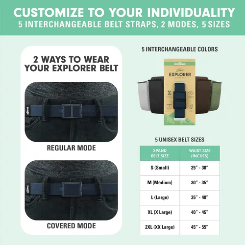 Miniatura 6 de Explorer Belt By Xpand - No-Show Invisible Elastic Belt w Slim Aluminum Buckle