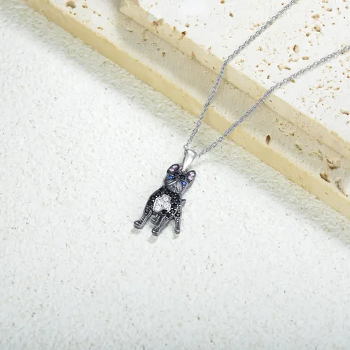 Miniatura 14 de Collares con colgante de perro de plata de ley S925 – 24 razas corgi/husky/labrador/pastor para mujer