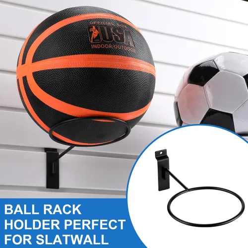Miniatura 2 de Gisafai 6 piezas de metal Slatwall almacenamiento de bolas multifunción soporte de bolas Slatwall Basquetbol Basquetbol Soporte de pared