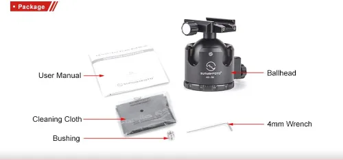 Miniatura 5 de SUNWAYFOTO Trípode Ball Head XB 52 Perfil bajo Inclinación Negro