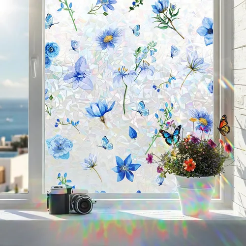 Miniatura 15 de Coavas Película de privacidad para ventana, adhesivo estático de vidrio esmerilado, decorativo para cubierta de puerta de baño, adhesivo para Puro