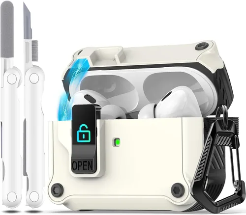 Miniatura 30 de R-fun - Funda para audífonos compatible con AirPods de 4.ª generación 2024, cubierta protectora de expulsión automática a prueba de caídas, puerto