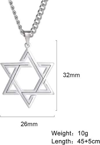 Miniatura 18 de EUEAVAN Collar con dije de estrella de David contra el mal de ojo de seis puntas con dije de estrella de David, hexagrama demoníaco religioso