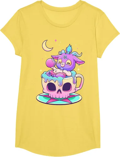 Miniatura 39 de Kawaii Pastel Goth Cute espeluznante Pentáculo Baphomet - Camiseta de cabra, Negro