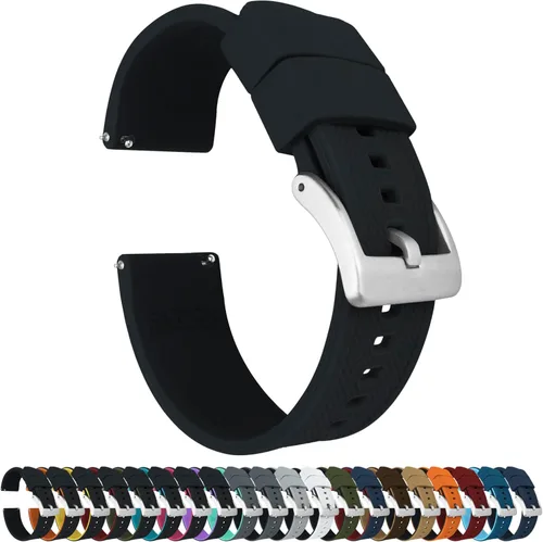 Barton - Correas élite de silicona para reloj, de liberación rápida, elige el color de la correa y de la hebilla (acero inoxidable, PVD negro o gris