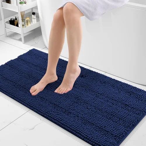 Miniatura 135 de Grandaily Alfombras de baño de felpilla a rayas de 24 x 16 pulgadas, extra gruesas y suaves, absorbentes, parte trasera de goma, alfombra de ducha