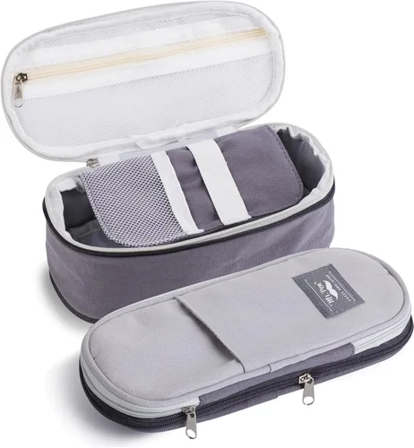 Mr. Pen - Estuche para lápices grande, bolsa de tela grande, gris, bolsa para bolígrafos, suministros escolares, estuche para lápices lindo
