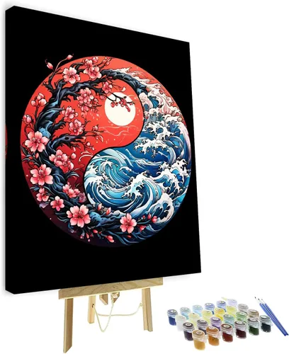 Miniatura 14 de Kit de pintura por números de playa con rocas para adultos, Moonbend DIY Kit de pintura al óleo, lienzo nocturno, pigmento acrílico, pintura