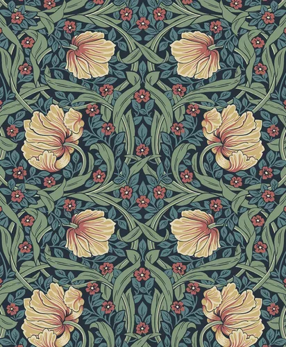 Miniatura 8 de NextWall Pimpernel Garden - Papel tapiz vintage para despegar y pegar (verde prado y ámbar)