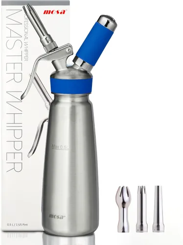 Miniatura 10 de Mosa Dispensador profesional de crema batida de acero inoxidable de 1 cuarto (1 litro), batidora de crema 3 en 1, máquina de preparación fría nitro