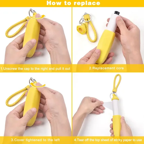 Miniatura 3 de Rodillo de pelusa portátil de plátano, diseño único y adorable, portátil y conveniente para resolver el incómodo pelo de mascotas en la ropa