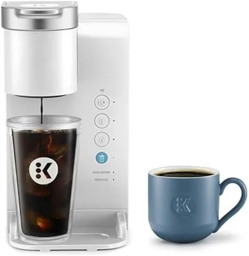 KeurigK K-Iced Essentials - Cafetera KCup de una sola porción helada y caliente con depósito extraíble y apagado automático, elige tu color (blanco)