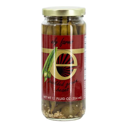 Ely Farms | Frijoles verdes en escabeche | Receta familiar | Sabor picante a eneldo y ajo | Un toque de chile | Delicioso aperitivo o guarnición de