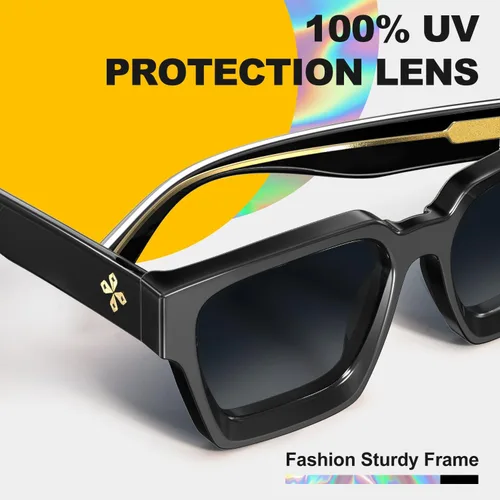 Miniatura 80 de VISOONE Moda 100% UV400 Protección Rectángulo TR90 Y2K Gafas de sol Accesorios para Mujeres Hombres RIVER, Carne de suelo/Gris Rosa