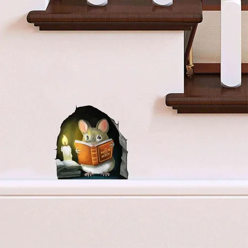 Miniatura 3 de Ratón Leyendo Libro, Adhesivo Decorativo para Pared, Habitación de Niños, Aula, Hogar, Dormitorio, Librero, Amante de los Libros, de Ratones