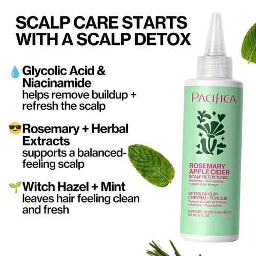 Miniatura 5 de Pacifica Tónico Desintoxicante para el Cuero Cabelludo – Exfoliante para el Cuero Cabelludo de Romero y Vinagre de Sidra de Manzana, Enjuague