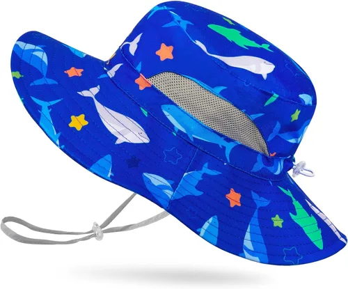 Miniatura 24 de Sombrero de sol para niñas de 2 a 8 años de malla con protección UV, sombrero de playa plegable para niñas de 2 a 8 años Azul
