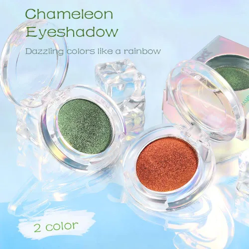 Miniatura 6 de evpct Juego de 2 paletas de maquillaje de sombra de ojos duocromática camaleón cromadas para mujer, rosa rojo dorado bosque, verde bosque metálico