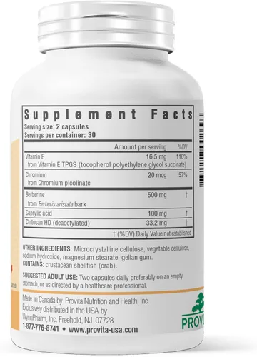 Miniatura 6 de PROVITA Berberine TPGS Suplemento avanzado de apoyo de azúcar en sangre Activador AMPK para metabolismo de glucosa y control de peso Cápsulas