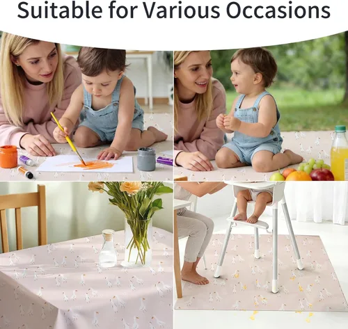 Miniatura 6 de Tapete de salpicaduras para debajo de la silla alta, artes/manualidades, tapete lavable para derrames de bebé, impermeable, antideslizante, tapete