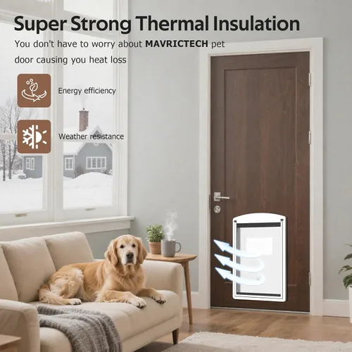 Miniatura 6 de [MAVRICTECH] Puerta de gato para puerta – Puerta de gato para puertas exteriores e interiores, marco de acero, doble solapa magnética, 2 cerraduras