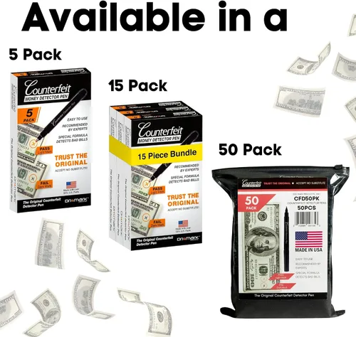 Miniatura 7 de Dri Mark CFD50PK - Marcador detector de billetes falsificados, fabricado en los Estados Unidos, 50