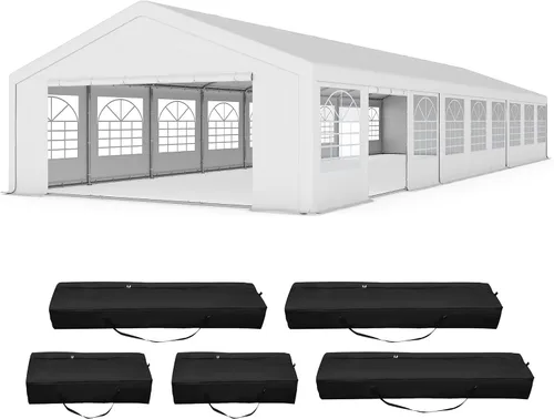 Miniatura 16 de GARTOO Tienda de campaña y cochera de 13 x 20 pies, cenador de boda resistente al aire libre con 4 bolsas de arena, toldo de refugio para eventos al