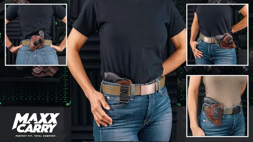 Miniatura 8 de Maxx Carry Funda de cuero de alta calidad OWB e IWB de 4 vías para pistola de marco J para los modelos S&W 442 y 642 Airweight 637, 638, 640 y otros