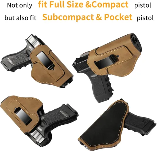 Miniatura 4 de Fundas de pistola para pistolas universales de 0.354 in Funda de cuero de microfibra IWB OWB Fit Glock17/19/42/43X LCP380 Sig XD45/P320 Taurus