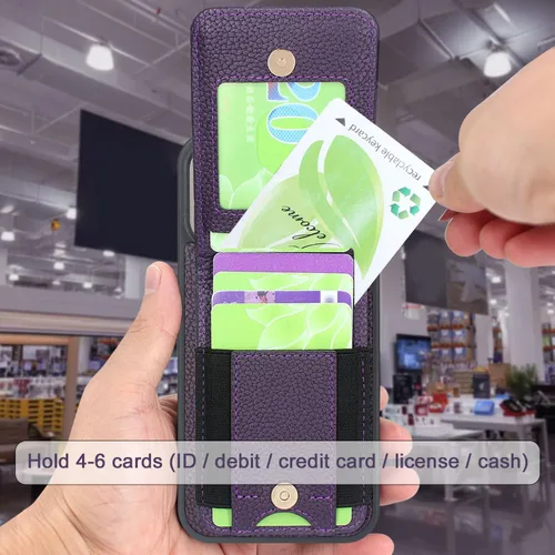 Miniatura 3 de Harryshell Funda compatible con iPhone 15 Pro Max con ranuras para tarjetas [con capacidad para hasta 6 tarjetas] Función de atril, bolsillo