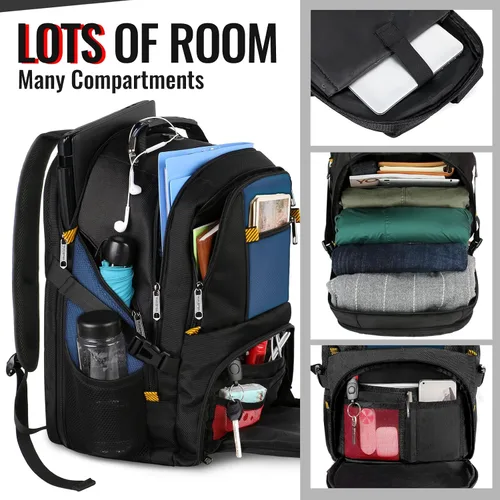Miniatura 2 de YOREPEK 18.4 Mochila para laptop, mochilas grandes con puerto de carga USB, mochila de fin de semana aprobada para vuelos de TSA, con correa de Roy