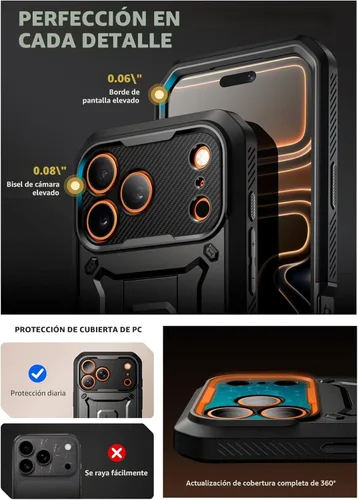 Miniatura 7 de SUPCASE Funda para iPhone 17 Pro Max con botón de control de cámara (Unicorn Beetle Pro), [soporte integrado y protector de pantalla]