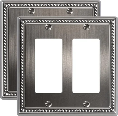 Miniatura 68 de Paquete de 4 placas de cubierta para interruptor de luz de palanca individual, cubiertas decorativas de perlas, placa de pared de metal almendra