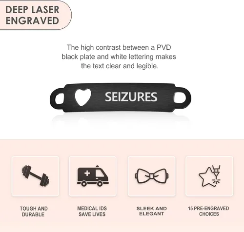 Miniatura 2 de Divoti Pulsera de identificación de alerta médica simple con cadena Rolo pre-grabada para mujer