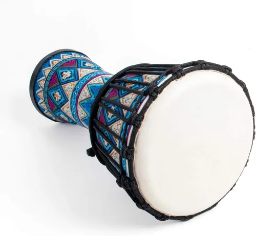 Miniatura 7 de Tambor africano de Djembe, estándar 8 '' tambores cosidos tela azul del Congo, tambor profesional del bongo con la cabeza del tambor de la piel