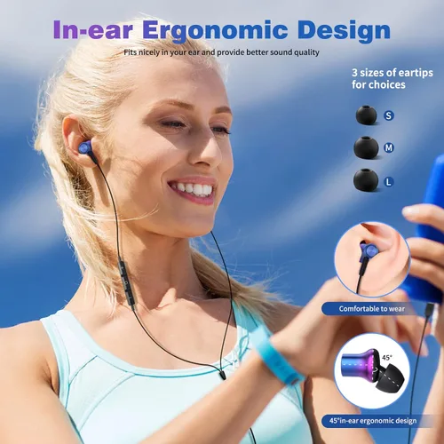 Miniatura 4 de COOYA Auriculares USB C para iPhone 17 Pro Max 16 15 Plus iPad Air Pixel 10 9 8 Tipo C Auriculares con cable con aislamiento de ruido magnético