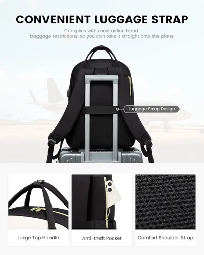 Miniatura 4 de LOVEVOOK Mochila para computadora portátil para mujer, mochila para trabajo de viaje, bolsa de computadora para enfermera, profesora, bolsa