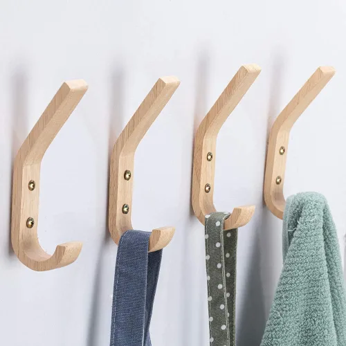 Ganchos de madera montados en la pared, ganchos vintage de una sola pared, organizador resistente para colgar toallas y sombreros, paquete de 4
