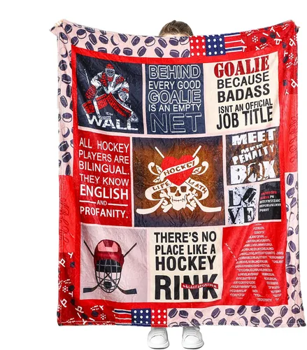 Miniatura 8 de Manta de hockey, regalos para niños y niños, suave y acogedora ropa de cama de hockey, manta de vellón, regalos de hockey para hombres y mujeres