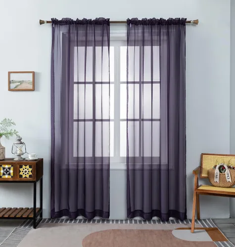 Miniatura 33 de WPM - Cortinas traslúcidas de gasa transparente con bolsillo para barra, 2 paneles de cortinas traslúcidas para dormitorio, cocina, sala de estar