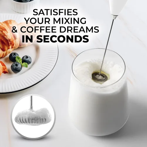 Miniatura 348 de Zulay Milk Boss Espumador de leche potente manual, hace espuma para latte, batidor para mezclar bebidas, café, miniespumador para capuchino, frappé