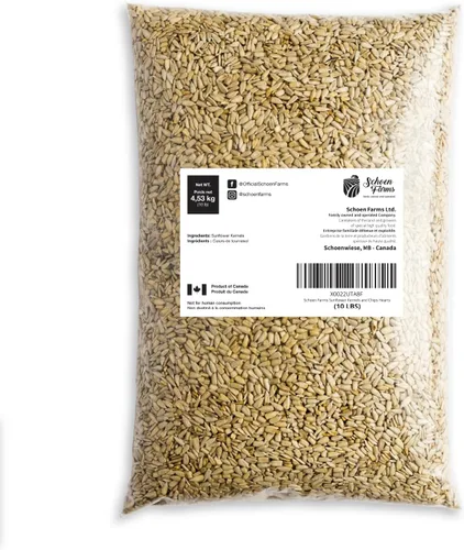 Miniatura 2 de Schoen Farms Granos y patatas fritas de girasol – Bolsa de 10.0 lbs – Semillas de pájaro de corazones de girasol con cáscara – Alimento sin desorden