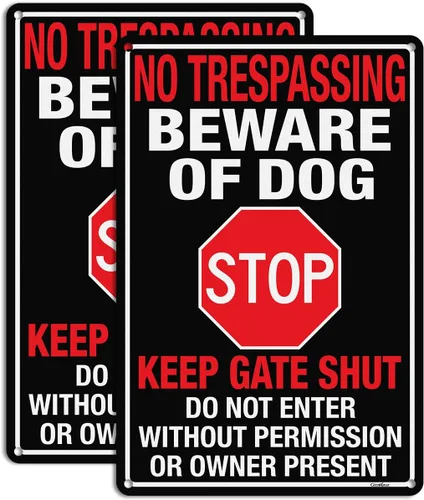 Miniatura 13 de GicnKeuz Señales de «cuidado con el perro» para valla, 30,48x7,62 cm, señal de mantener la puerta cerrada, aluminio reflectante, resistente a