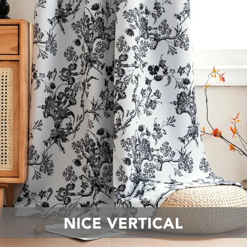 Miniatura 8 de H.VERSAILTEX - Cortinas opacas de 63 pulgadas de largo, juego de 2 paneles, estampado floral, cortinas de estilo campestre para sala de estar