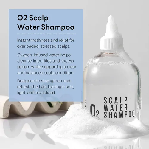 Miniatura 2 de ALIVELAB O2 Champú de agua para cuero cabelludo sensible, picazón, anticaspa, limpieza profunda y calmante, cuidado del cabello, limpiador del cuero